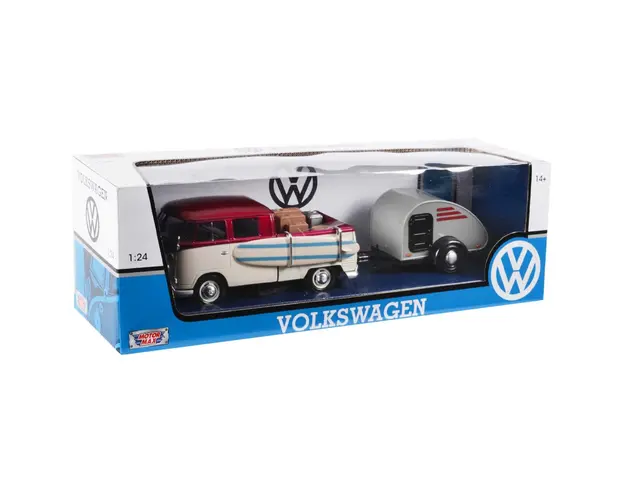 Camioneta cu remorca Motormax, Volkswagen T1 Pickup Surf, 1:24