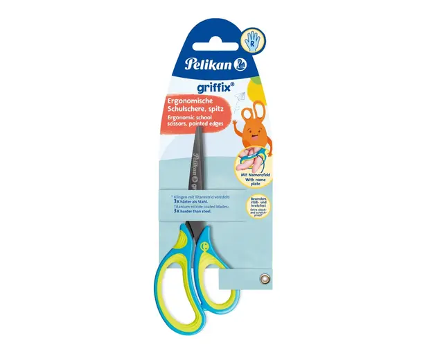 Foarfeca Griffix pentru dreptaci, Herlitz, Neon fresh, 15 cm