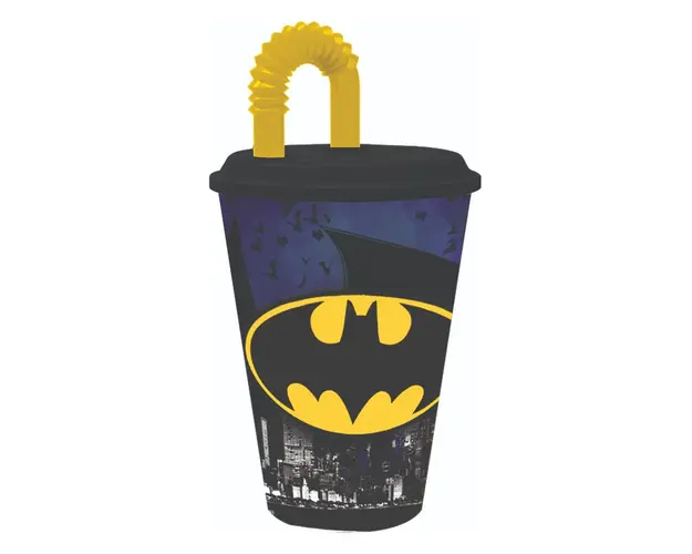 Pahar cu pai si capac, Stor, Batman, 430 ml