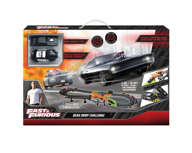 Pista de curse electrica cu 2 masinute, Dragon-I Toys, Fast and Furious, Dead Drop Challenge