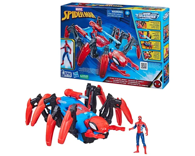 Figurina cu vehicul, Marvel Spider-Man, Crawl N Blast Spider, F7845