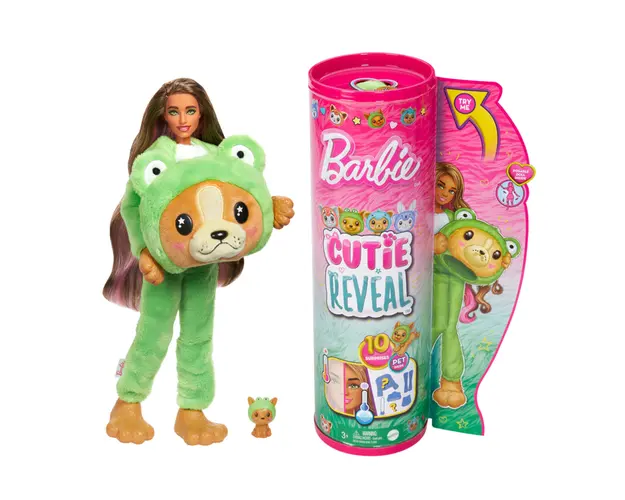 Papusa Barbie, Cutie Reveal, Catelus-Broscuta, 10 surprize, HRK24