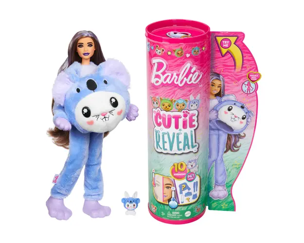 Papusa Barbie, Cutie Reveal, Iepuras-Koala, 10 surprize, HRK26