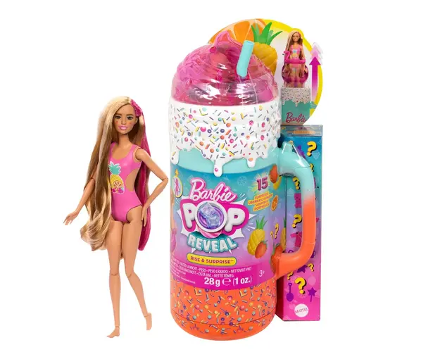 Papusa cu accesorii, Barbie, Color Pop Reveal Rise and Surprise Fruit, HRK57