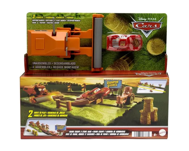 Set de joaca pista cu 3 masinute, Disney Pixar Cars, Frank Escape and Stunt Race, HRX48