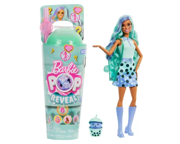 Papusa cu accesorii Barbie, Color Pop Reveal, Bubble Green Tea, HTJ21