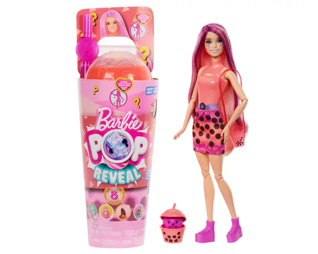 Papusa cu accesorii Barbie, Color Pop Reveal, Bubble Tea, Mango Mochi, HTJ22
