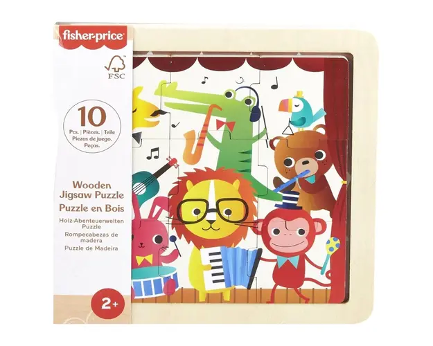 Mini puzzle din lemn, Fisher Price, Jungla, HXV18