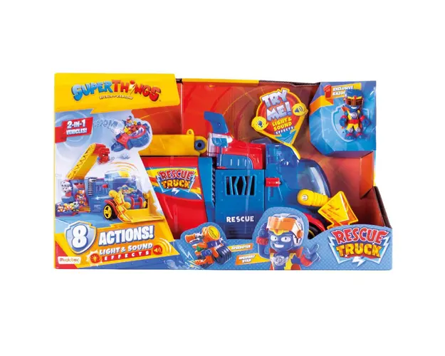 Set camion 2 in 1 si figurina Kazoom Kid, Superthings, Rescue Truck