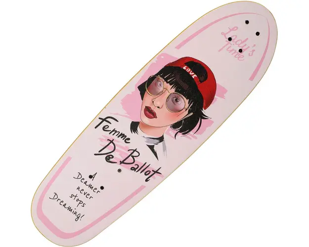 Skateboard Action One, dublu print, ABEC11, 75 x 23 cm, Femme, Roz