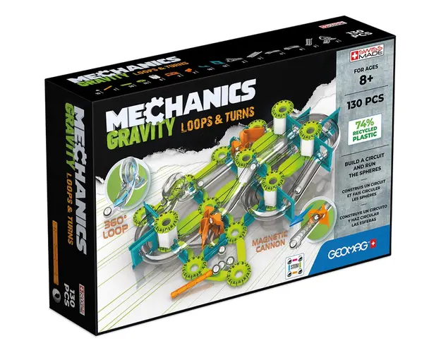 Joc de constructie Geomag, Mechanics Magnetic Gravity Loops, 130 piese