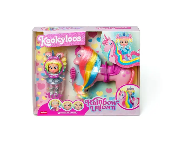 Set de joaca cu papusa Kookyloos, Iris si Rainbow Unicorn