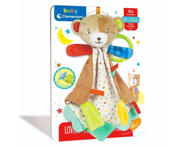 Jucarie zornaitoare din material textil, Clementoni, Lovely Bear