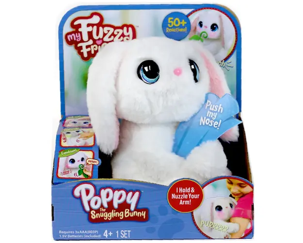 Jucarie de plus interactiva, My Fuzzy Friends, Poppy the Snuggling Bunny