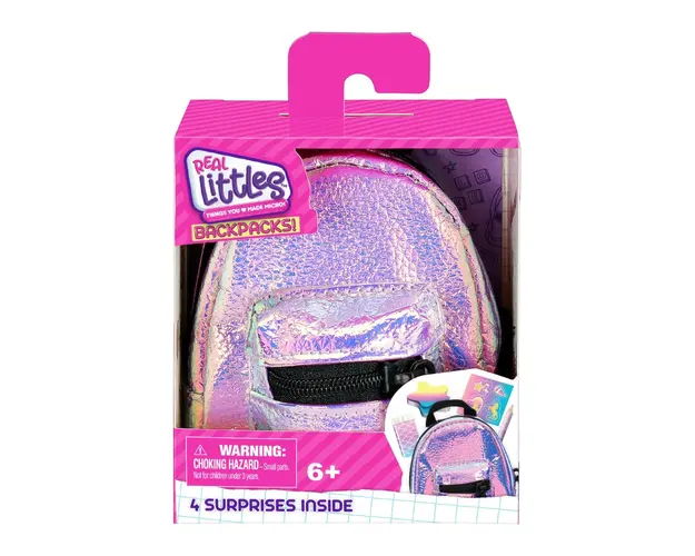 Mini ghiozdanel cu 4 surprize, Real Littles, S6, Mov lucios