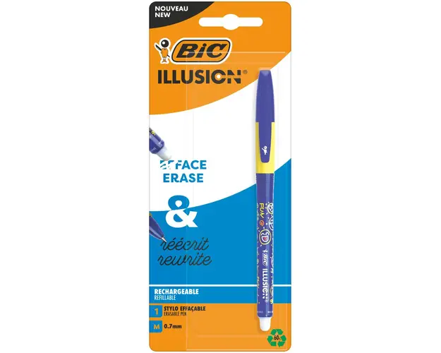 Pix Roller cu gel si radiera, Bic, Illusion, Reincarcabil, 0.7 mm