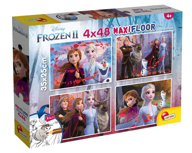 Puzzle de podea 2 in 1 Lisciani, Frozen 2, Maxi, 4 x 48 piese