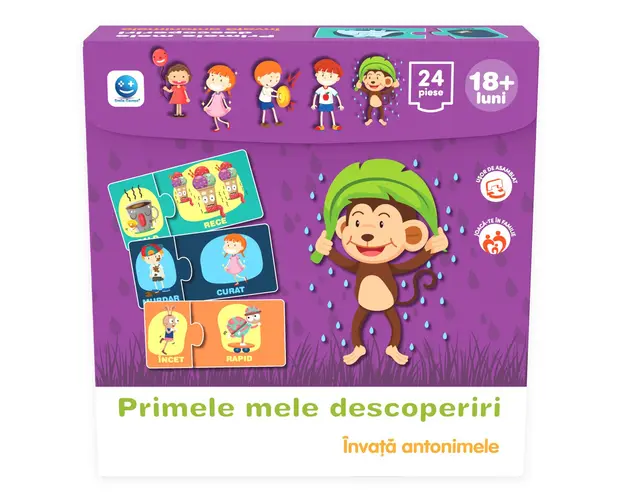 Puzzle Primele mele descoperiri, Smile Games, Invata antonimele, 24 piese