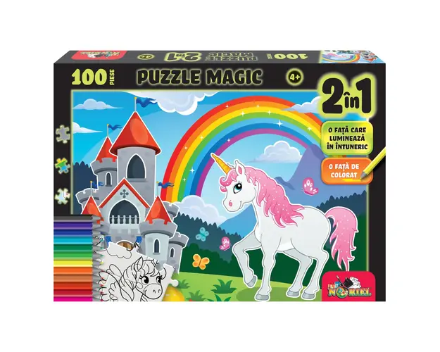 Puzzle Magic 2 in 1, Witty Puzzlezz, Unicorn, 100 piese