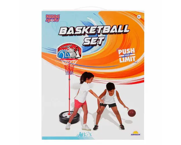 Set cos de baschet cu suport reglabil si minge, Rising Sports, 93-120 cm
