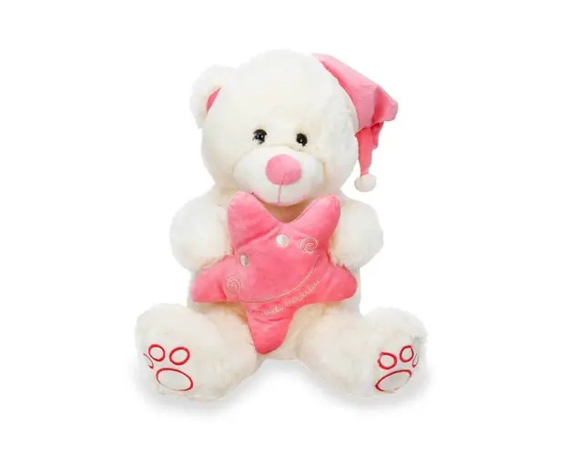 Ursulet de plus cu steluta, Puffy Friends, Roz, 38 cm