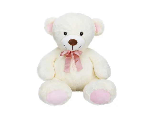 Ursulet de plus cu fundita roz, Puffy Friends, 60 cm
