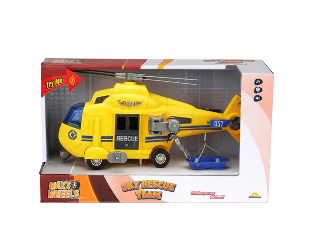 Elicopter de interventie cu lumini si sunete, Maxx Wheels, 1:16, Galben