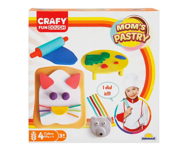 Set de modelare din plastilina, pentru patiserie, Crafy, 6 piese, 200g
