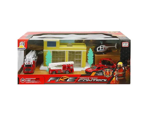 Set de joaca, garaj cu 5 masini, Fire Rescue, Maxx Wheels
