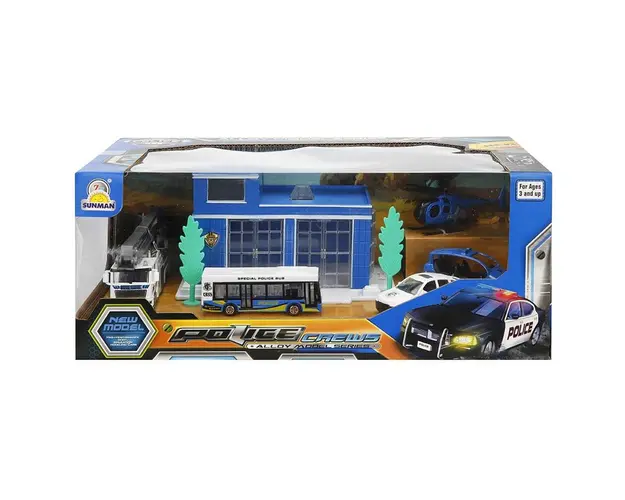 Set de joaca, garaj cu 5 masini, Police, Maxx Wheels