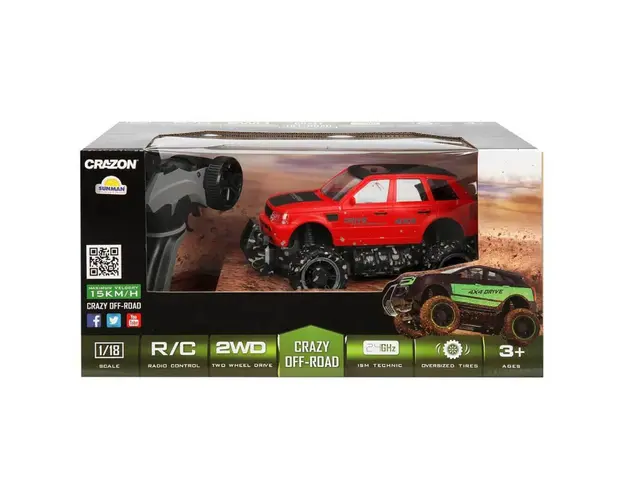 Masina de teren 4x4 cu telecomanda, Crazon, Rosu, 1:18