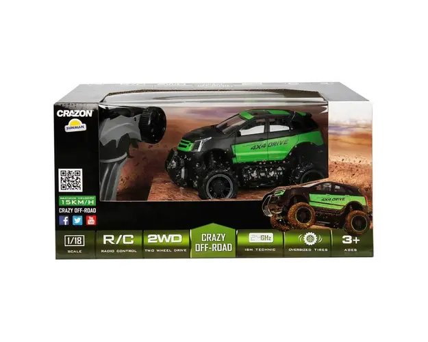 Masina de teren 4x4 cu telecomanda, Crazon, Verde-Negru, 1:18
