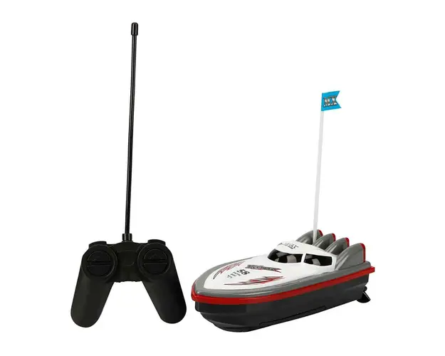 Barca cu telecomanda, Suncon, Alb-Gri, 20 cm