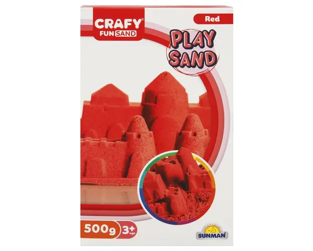 Nisip kinetic, Crafy, Play Sand, 500g, Rosu