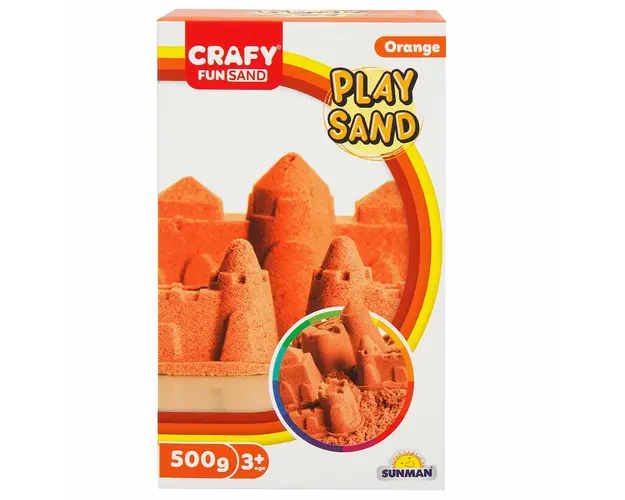 Nisip kinetic, Crafy, Play Sand, 500g, Portocaliu