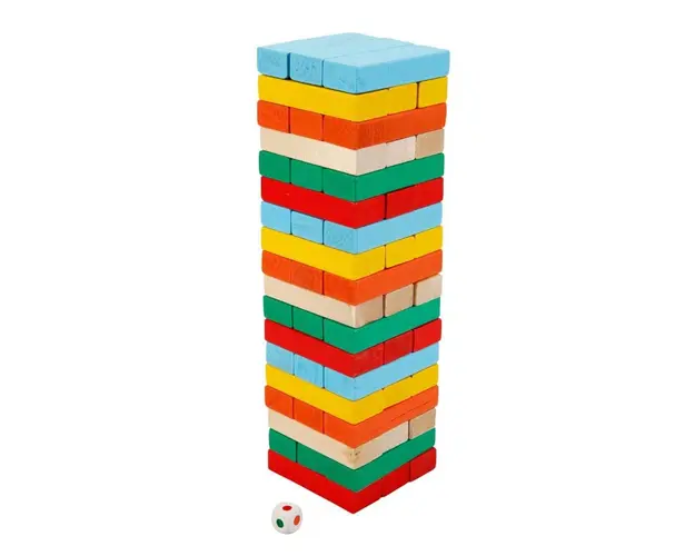 Joc de stivuire din lemn, Smile Games, Colorful Balance, 54 piese
