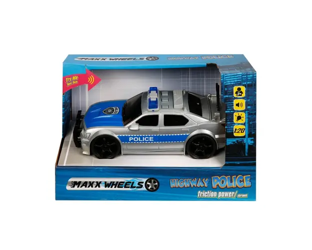 Masina de politie cu lumini si sunete Maxx Wheels, 1:20, Gri