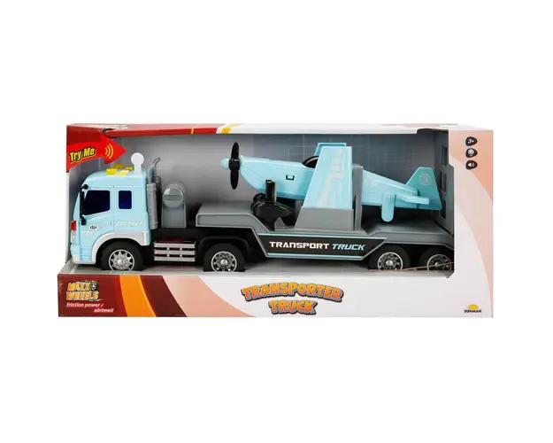 Set transportator cu elicopter, Maxx Wheels, Blue, 1:16