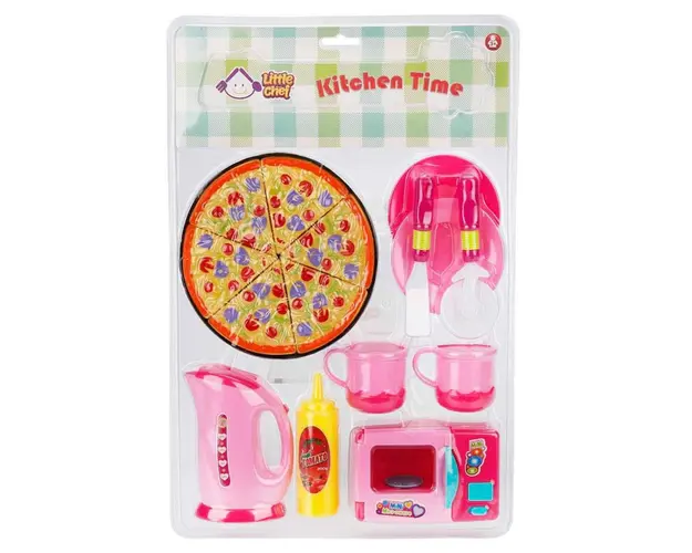 Set de joaca cu Pizza si accesorii, Little Chef, 15 piese