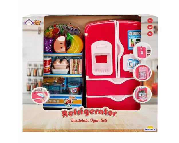 Frigider cu 2 usi si accesorii, Little Chef, Roz