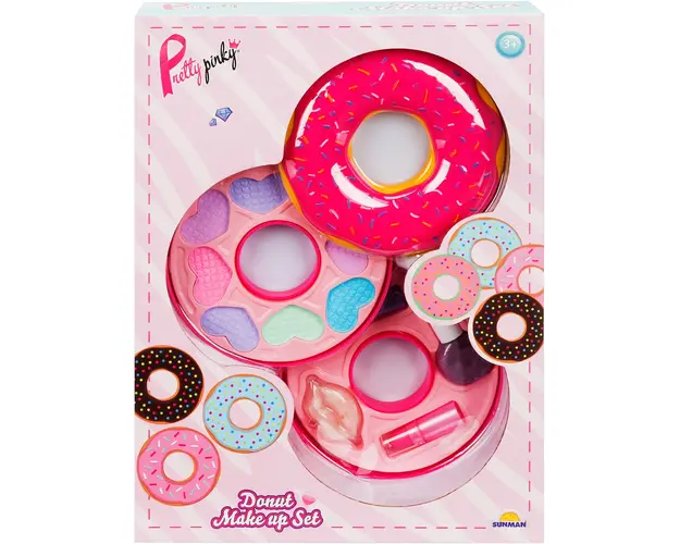 Set de machiaj cu 2 niveluri in forma de gogoasa, Pretty Pinky
