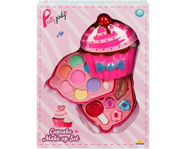 Set de machiaj cu 2 niveluri in forma de briosa, Pretty Pinky