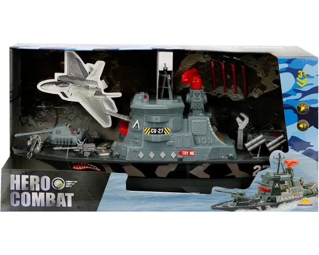 Nava militara cu lumini si sunete, Hero Combat, 58 cm