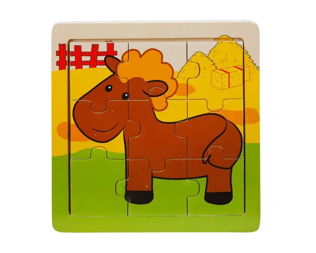 Puzzle din lemn, Woody, Animale domestice, 9 piese