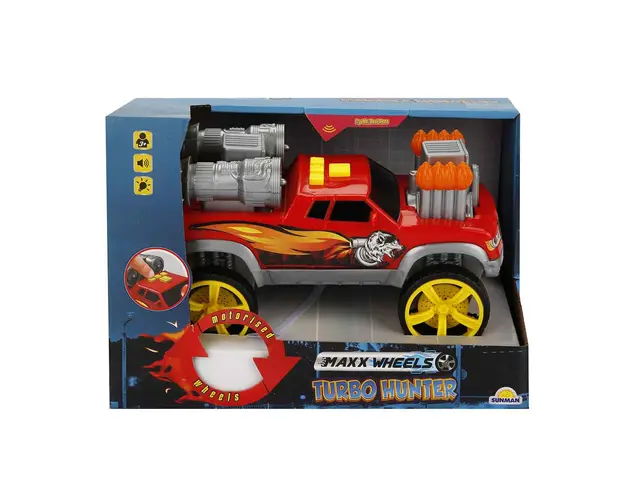 Camioneta cu Lumini si Sunete, Maxx Wheels, Rosu, 23 cm