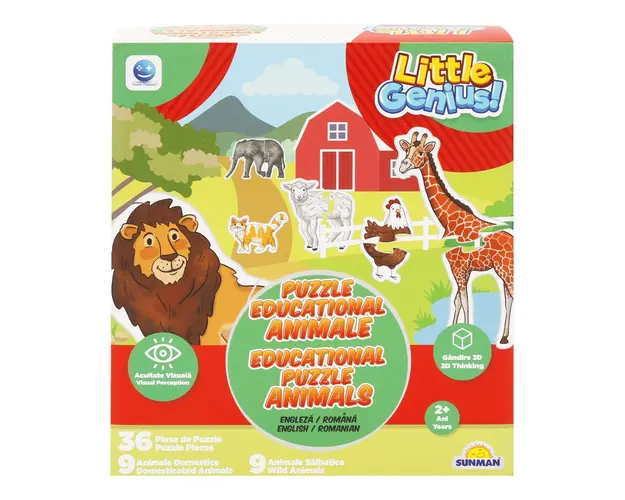 Puzzle educational cu animale, Smile Games, 36 piese