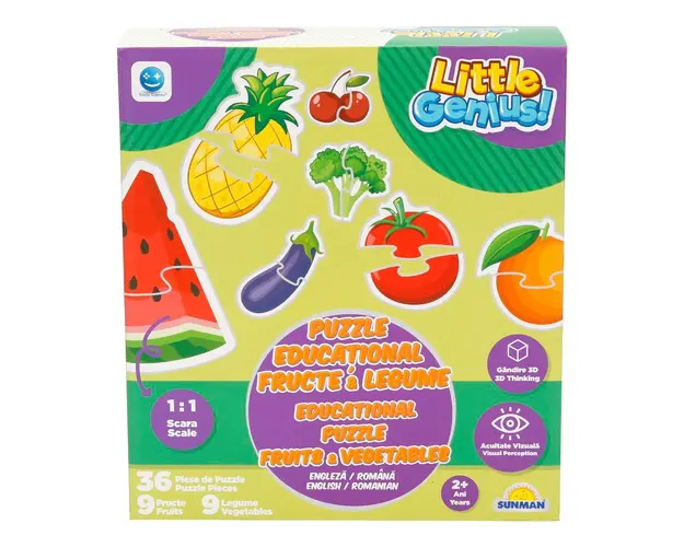 Puzzle educational cu fructe si legume, Smile Games, 36 piese