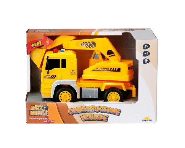 Masina de constructie cu lumini si sunete, Maxx Wheels, Excavator, 20 cm