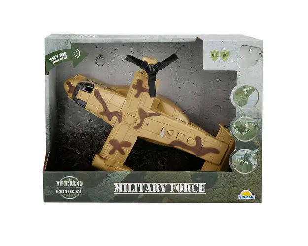 Avion militar cu lumini si sunete, Hero Combat, 28 cm, Maro