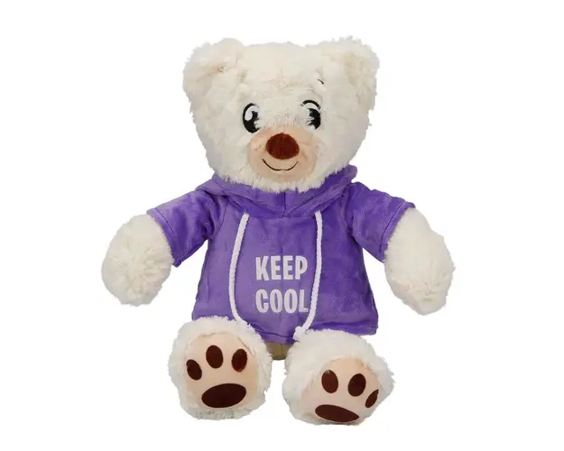 Ursulet de plus cu hanorac, Puffy Friends, Mov, 30 cm